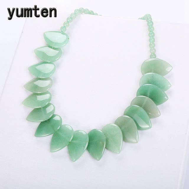 Topaz Necklace Women Natural Stone Leaf Pendant Men Choker Flower Charms Jewelry Yoga Anime Vintage Kolye Choker Korea