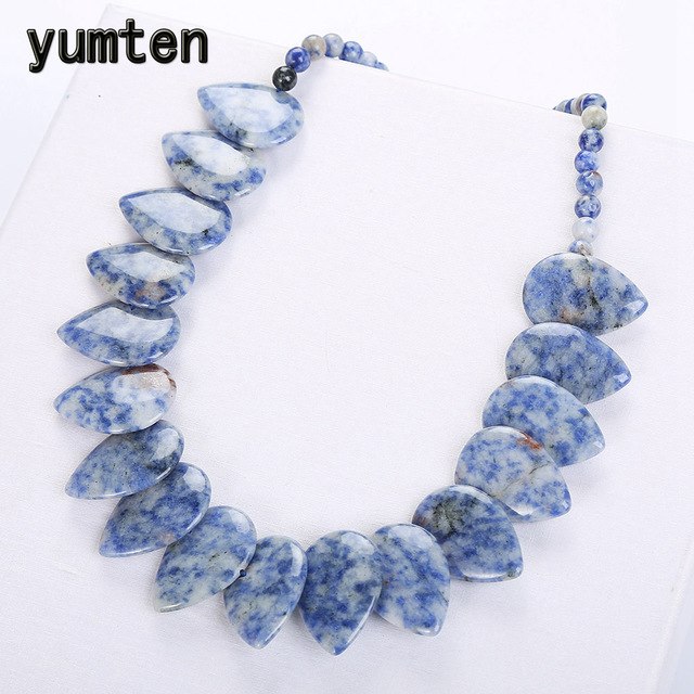 Topaz Necklace Women Natural Stone Leaf Pendant Men Choker Flower Charms Jewelry Yoga Anime Vintage Kolye Choker Korea