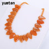 Topaz Necklace Women Natural Stone Leaf Pendant Men Choker Flower Charms Jewelry Yoga Anime Vintage Kolye Choker Korea