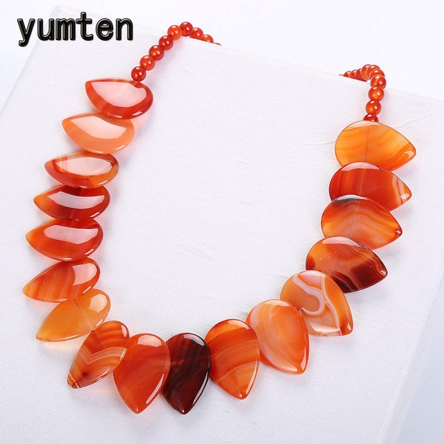 Topaz Necklace Women Natural Stone Leaf Pendant Men Choker Flower Charms Jewelry Yoga Anime Vintage Kolye Choker Korea