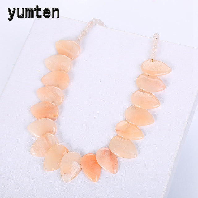 Topaz Necklace Women Natural Stone Leaf Pendant Men Choker Flower Charms Jewelry Yoga Anime Vintage Kolye Choker Korea