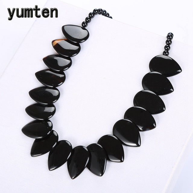 Topaz Necklace Women Natural Stone Leaf Pendant Men Choker Flower Charms Jewelry Yoga Anime Vintage Kolye Choker Korea
