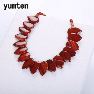 Topaz Necklace Women Natural Stone Leaf Pendant Men Choker Flower Charms Jewelry Yoga Anime Vintage Kolye Choker Korea