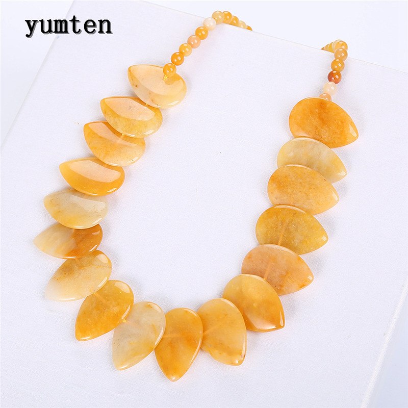 Topaz Necklace Women Natural Stone Leaf Pendant Men Choker Flower Charms Jewelry Yoga Anime Vintage Kolye Choker Korea