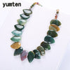 Topaz Necklace Women Natural Stone Leaf Pendant Men Choker Flower Charms Jewelry Yoga Anime Vintage Kolye Choker Korea