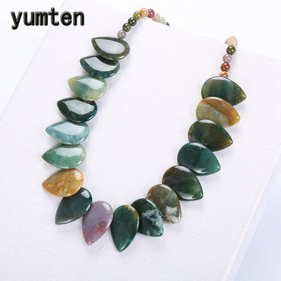 Topaz Necklace Women Natural Stone Leaf Pendant Men Choker Flower Charms Jewelry Yoga Anime Vintage Kolye Choker Korea