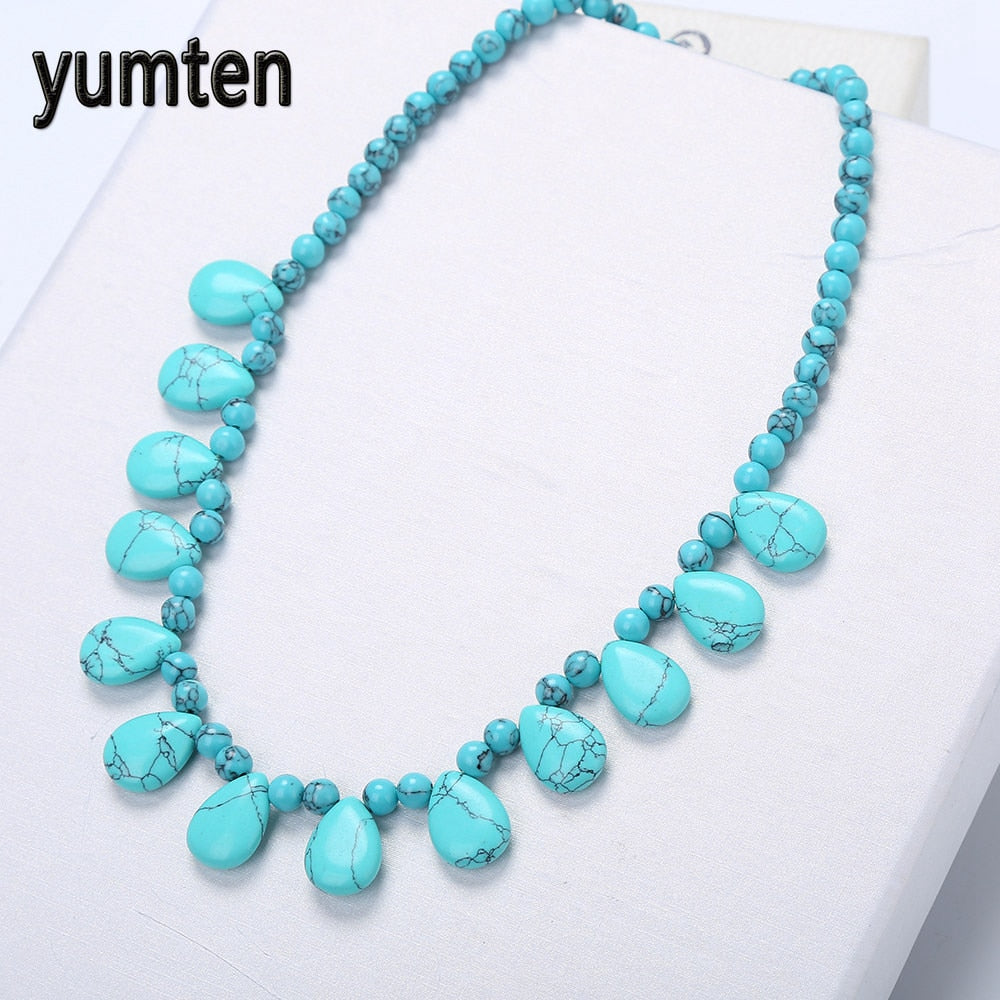 Turquoise Necklace Natural Crystal Power Stone Popular Women Bead Chain Fashion Water Drops Accessories Baltic Amber