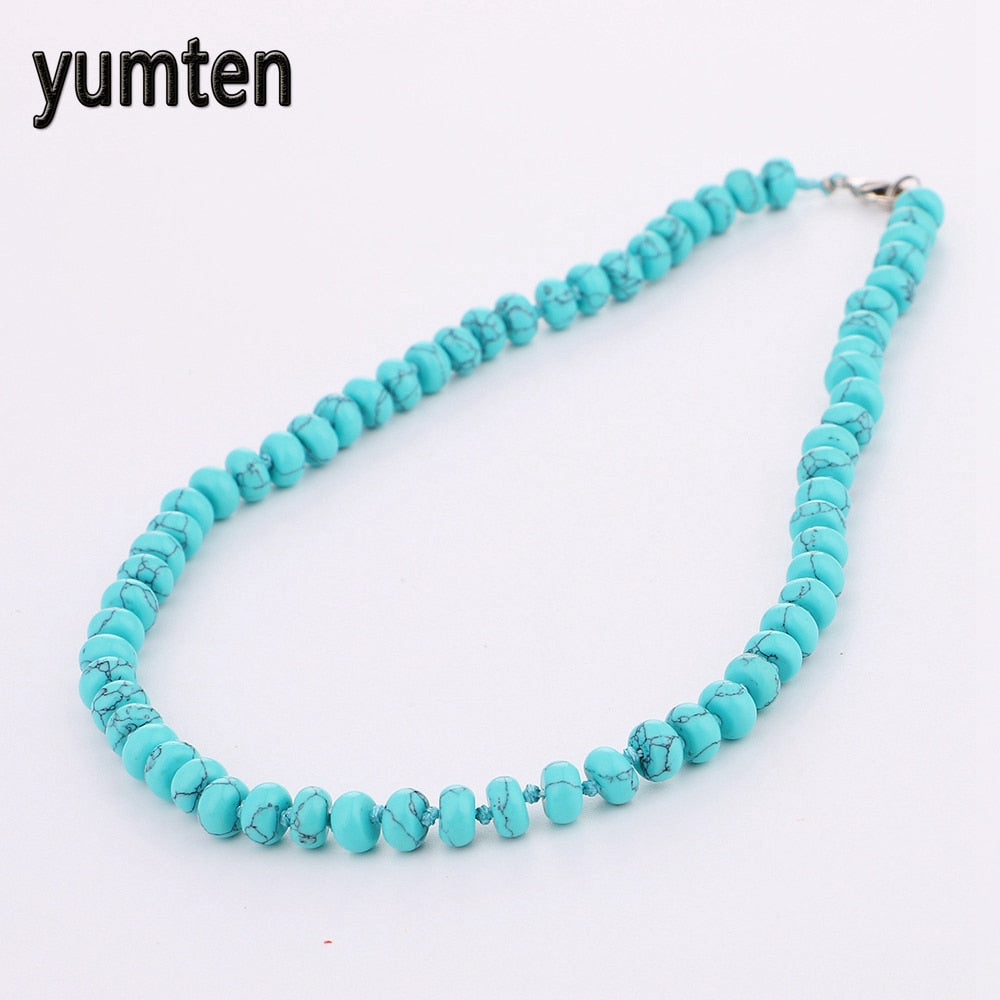 Turquoise Necklace Power Round Natural Stone Crystal Women Jewelry Jewelry Party Gift Juego De Tronos Wholesale 5 PCS