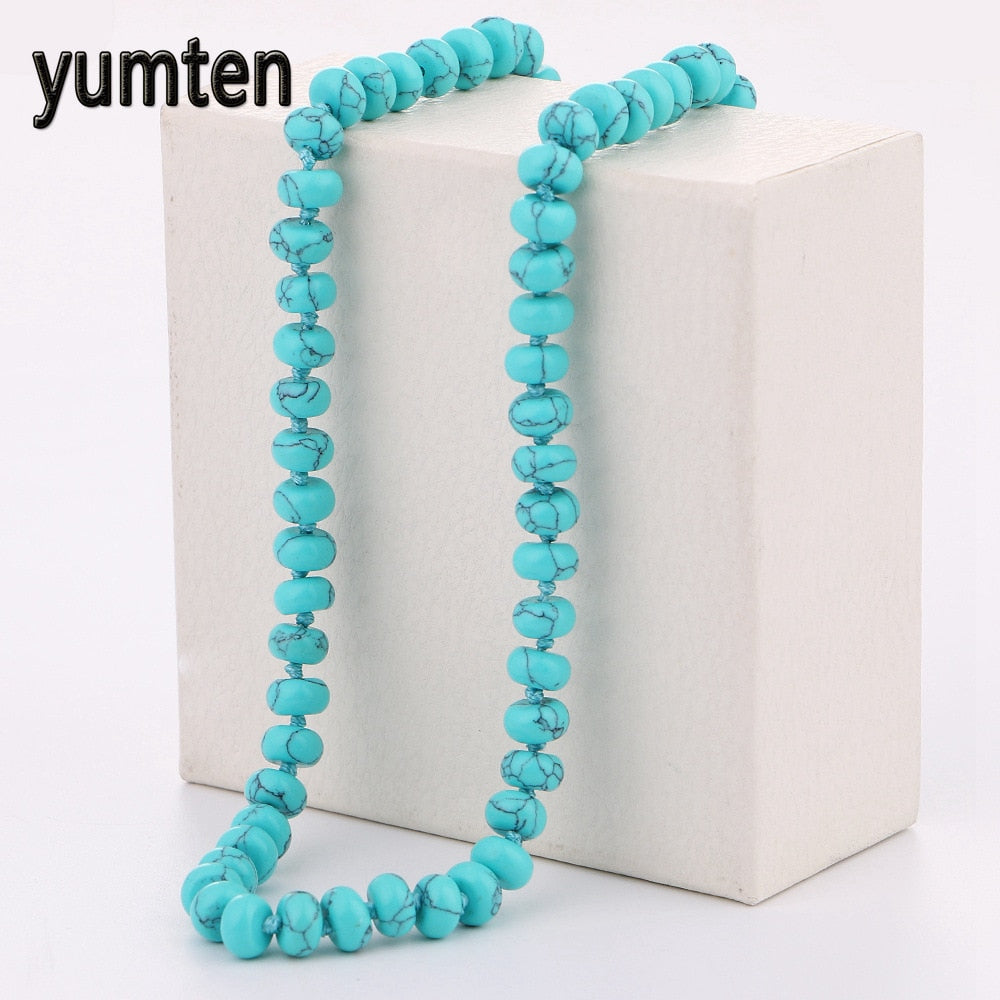 Turquoise Necklace Power Round Natural Stone Crystal Women Jewelry Jewelry Party Gift Soy Luna Neckless Mini Crossbow Bff