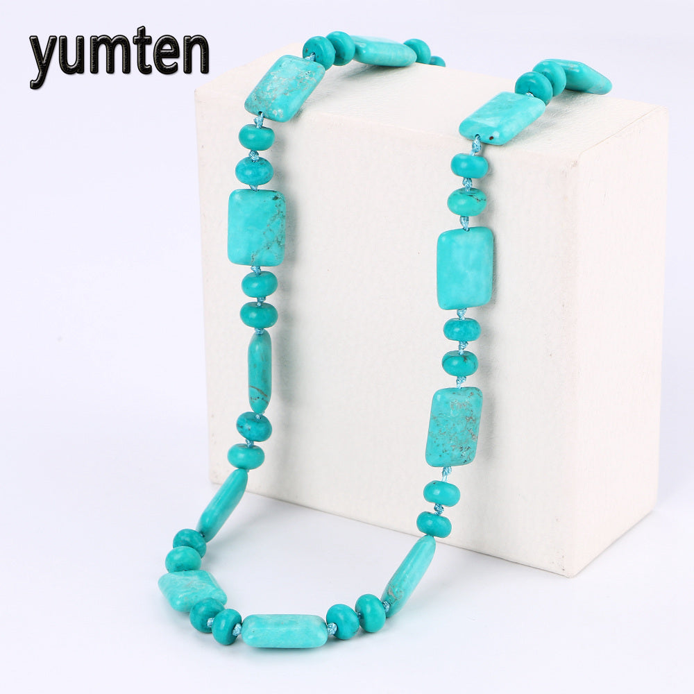 Turquoise Necklace Women's Delicate Clavicle Chain European Style Collocation Accessory Vitality Gemstone Collier Femme