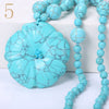 Turquoise Pendant Necklace Statement Women Fine Jewelry Gemstone Natural Stone Crystal Flower Chain Bead Accessories Punk