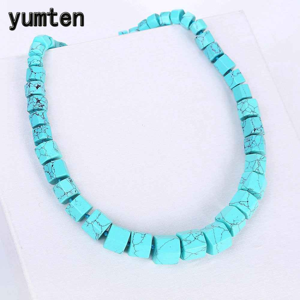 Turquoise Women Necklace Gemstone Big Choker Statement Men Natural Crystal Power Lucky charm Personalized Gift