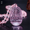 Unique Natural Pink Quartz Necklace Buddha Head Pendant For Men Women Charm Lucky Bouddha Pendentif Amulet Fine Jewelry