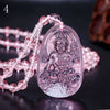 Unique Natural Pink Quartz Necklace Buddha Head Pendant For Men Women Charm Lucky Bouddha Pendentif Amulet Fine Jewelry