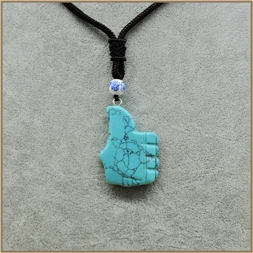 Unisex Party Natrual Agate Stone Sweater chain Pendant Necklaces Figure Big Finger Fabulous Pendant Necklaces Romantic