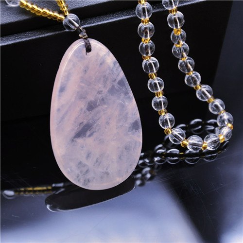 Water Drop Trendy pendant necklaces 2020 Fine Jewelry Womens Natural Stone White Crystal Rose Quartz Pendant Necklaces