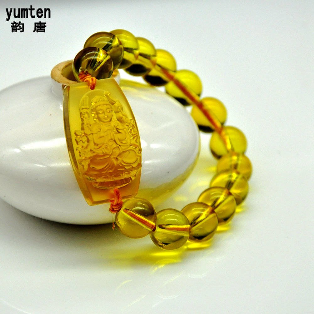 Yellow Crystal Patron Saint Men Jewelry Pulseiras Femininas Bracelet Femme Bransoletki Damskie Citrine Fine Bouddha Colar