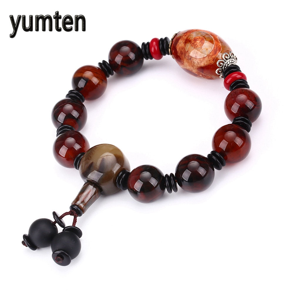 nature stone men big bracelets charms agate dzi beads prayer bracelet male lucky gemstone jewellery boyfriend love gifts