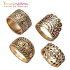 New Vintage Ring Set Hollow Design Ancient Antique Gold Color Rings Women Ladies Punk jewelry