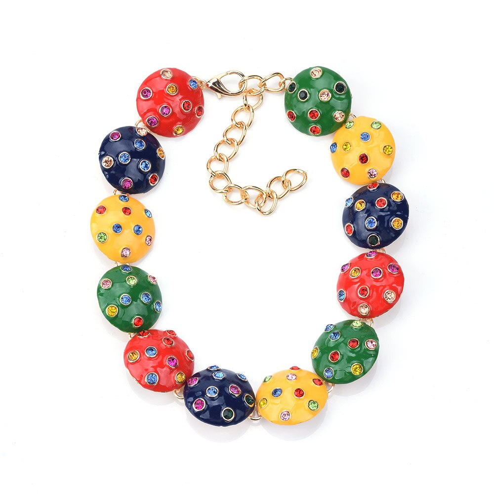 ZA Colorful Enamel Statement Big Choker Necklace For Women Inlay Rhinestone Necklaces Femme Indian Large Collar Necklace