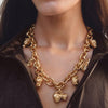 ZA Vintage Geometric Avatar Gold Metal Pendant Statement Necklace Women Trendy Long Gothic Chain Necklace Jewelry