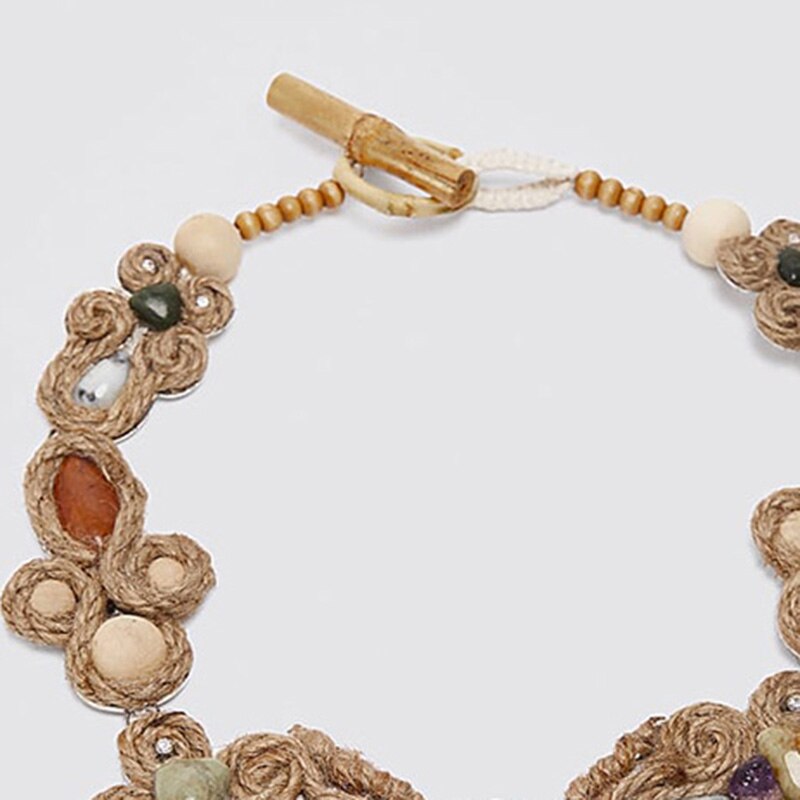 ZA Vintage Handmade Hemp Rope Acrylic Statement Necklace Women 2021 Trendy Hyperbole Choker Necklace  Jewelry Gifts