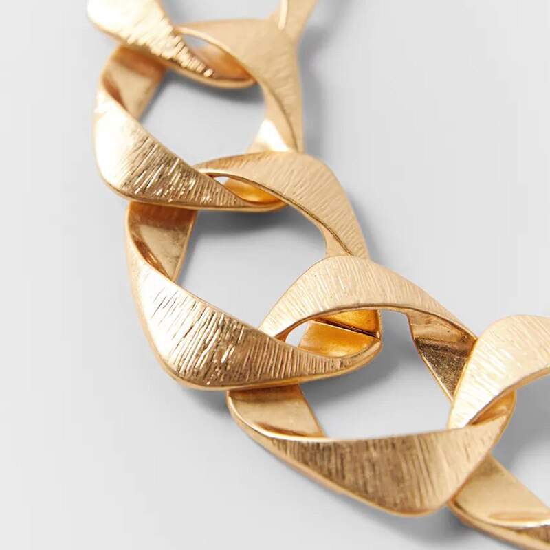 ZA Vintage Statement Hyperbole Gold Metal Chain Women's Necklace 2021 Geometric Choker Female Necklace Jewelry Gifts