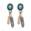 925 Sterling Silver Earrings For Men Vintage Long Stud Green Stone Gold Feather Silver Mens Earrings Fashion Jewelry 2020