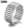 Genuine Silver 999 Heart Sutra Ring For Men Big Wide Rings Buddha Chinese Letters Clear Engraved Vintage Male Jewelry