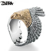 Real Solid 925 Sterling Silver Eagle Gold Color Head Ring For Women Men Vintage Steampunk Retro Co Ring Gift Men Jewelry