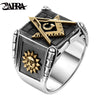 Vintage 925 Sterling Silver Masonic Rings For Men Gold Sun Moon Making Punk Handmade High Polished Silver Jewelry For Male