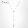 ZAKOL INS Fashion Round Double Layer Clavicle Choker Necklace for Women Girl Geometric Cubic Zirconia Chain Necklace Jewelry