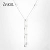 ZAKOL INS Fashion Round Double Layer Clavicle Choker Necklace for Women Girl Geometric Cubic Zirconia Chain Necklace Jewelry