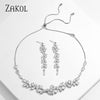 ZAKOL  Exquisite Marquise Cut Cubic Zircon Leaf Adjustable Chain Choker Necklaces For Women Bridal Wedding Jewelry