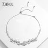 ZAKOL  Exquisite Marquise Cut Cubic Zircon Leaf Adjustable Chain Choker Necklaces For Women Bridal Wedding Jewelry