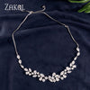 ZAKOL  Exquisite Marquise Cut Cubic Zircon Leaf Adjustable Chain Choker Necklaces For Women Bridal Wedding Jewelry