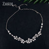 ZAKOL  Exquisite Marquise Cut Cubic Zircon Leaf Adjustable Chain Choker Necklaces For Women Bridal Wedding Jewelry