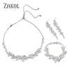 ZAKOL  Exquisite Marquise Cut Cubic Zircon Leaf Adjustable Chain Choker Necklaces For Women Bridal Wedding Jewelry