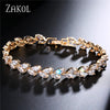 ZAKOL Trendy Bride Jewelry Sliver Color Leaf Charm Cubic Zirconia Bracelet & Bangles Clear CZ Crystal Bangles For Women FSBP061