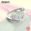 ZDADAN 925 Sterling Silver Fashion Adjustable Open CZ Flowers Ring For Women Temperament Jewelry Accessories Gift
