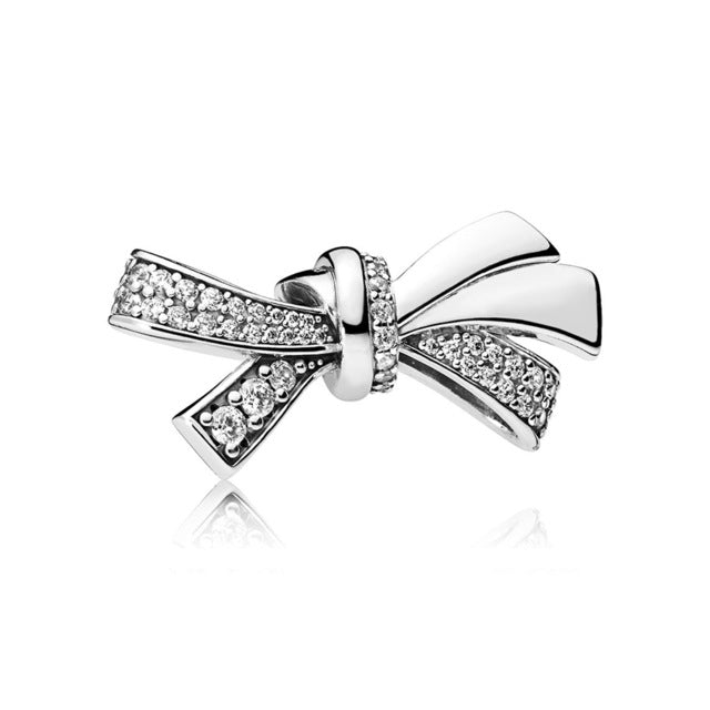 ZEG High Quality 100% Sterling Silver PAN Original Pan Earring 1:1 Bowknot Series Has Logo Women Jewelry Set Free Mail