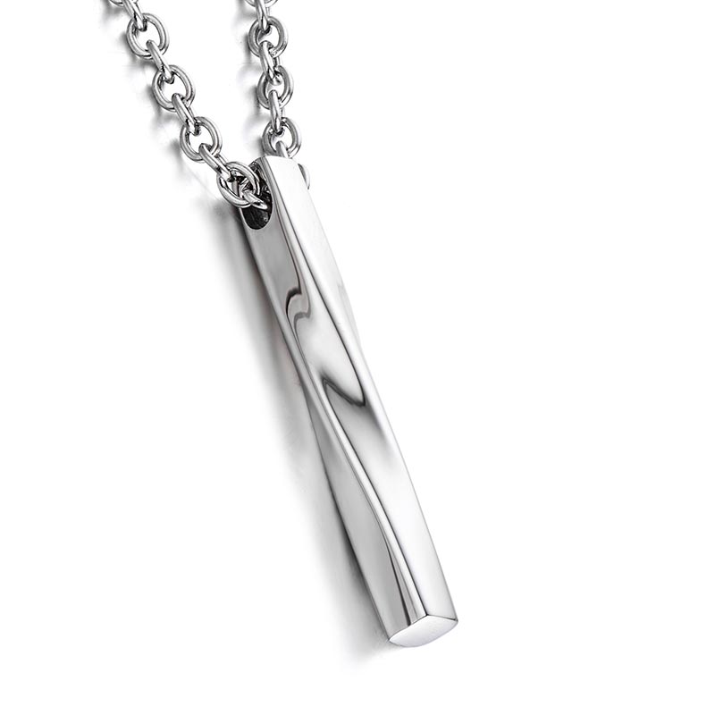 Simple Trendy Distortion Pendants & Necklaces for Women Men Silver Color Jewelry 316L Stainless steel Mens Necklace Gift