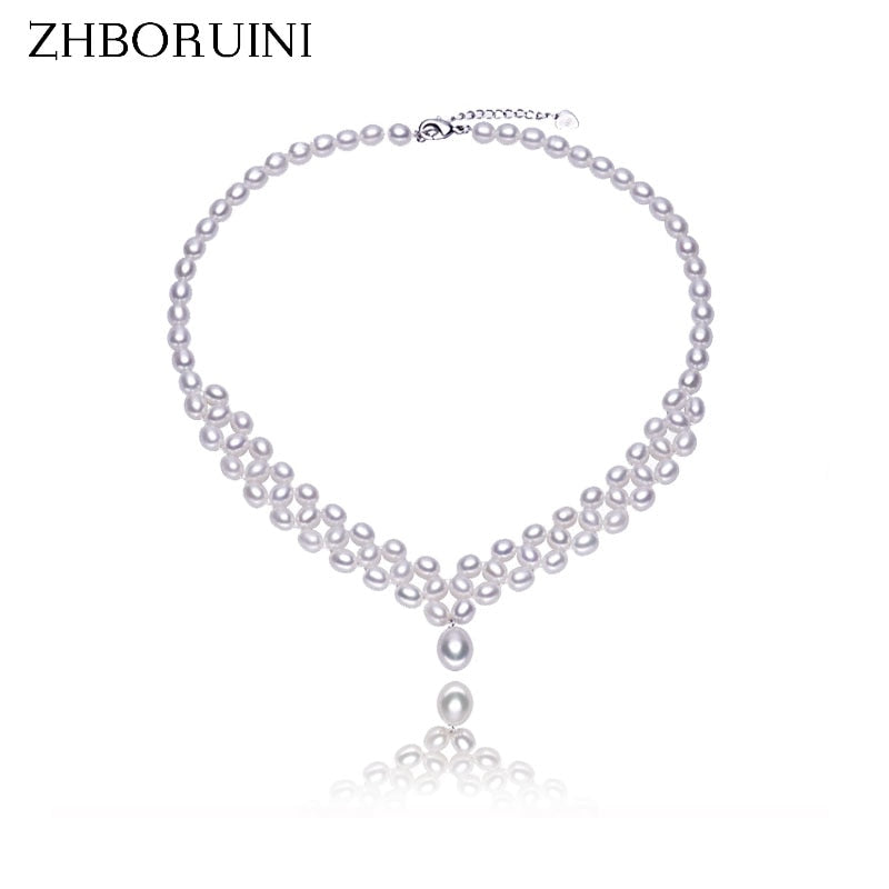 2020 Pearl Necklace Natural Freshwater Pearl Choker Necklace Pearl Jewelry 925 Sterling Silver Necklace For Women