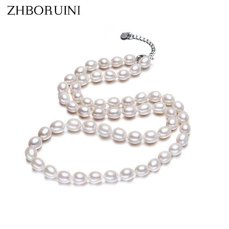 Fashion Necklace Pearl Jewelry Natural Freshwater Pearl White Choker Necklace 925 Sterling Silver Necklace For Women