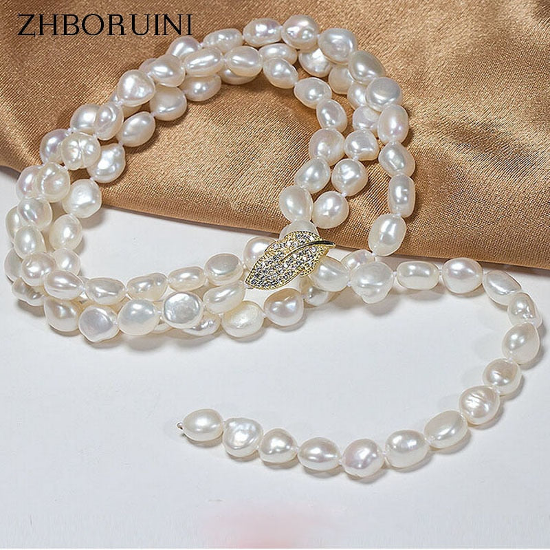 Fashion Pearl Jewelry Baroque Necklace Natural Freshwater Pearl Sweater Chain Accessories Statement Necklace For Women