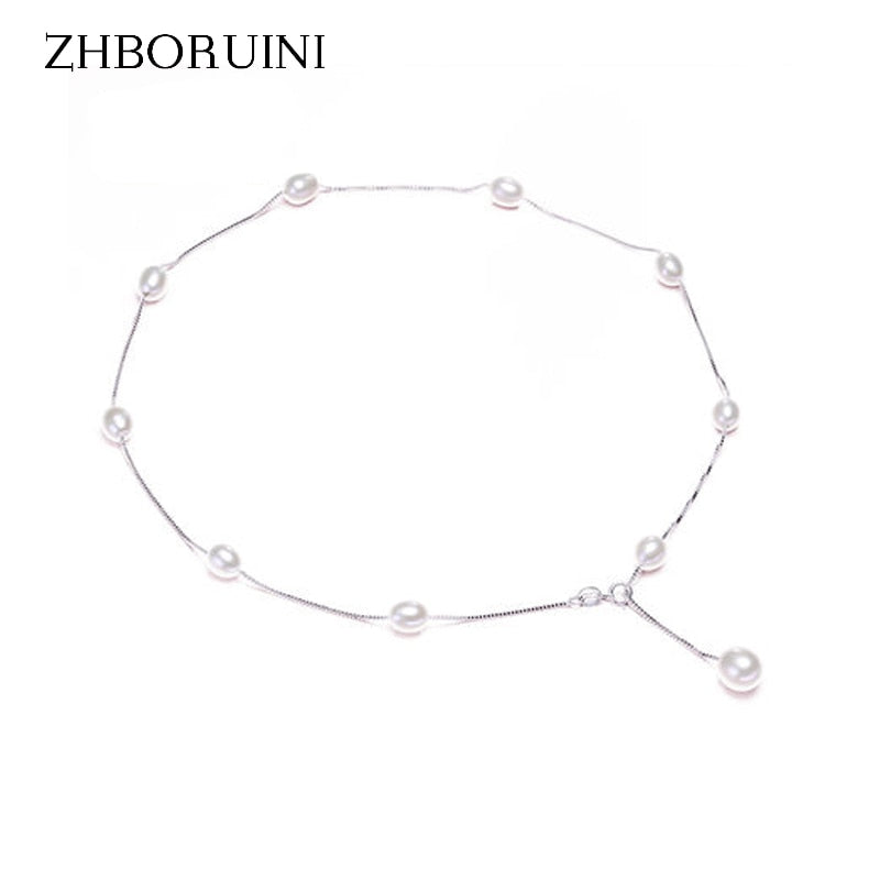 Fashion Pearl Necklace Pearl Jewelry 925 Sterling Silver Jewelry Natural Freshwater Pearl Chokers Necklace Babysbreath