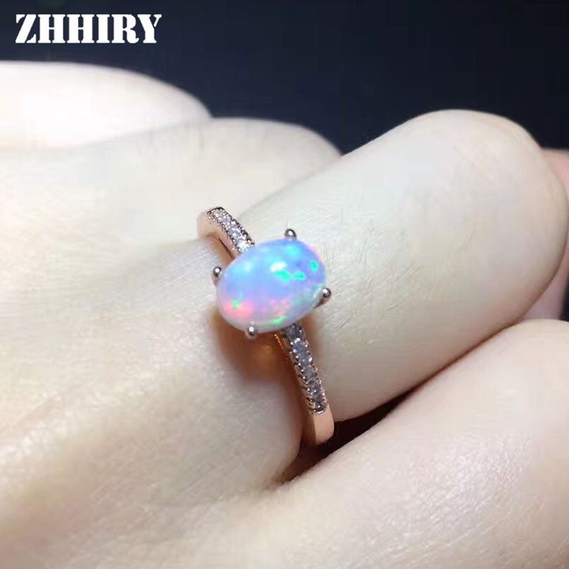 Genuine Natural Fire Opal Ring Solid 925 Sterling Silver For Women Colour Gem Stone Rings Fine Jewelry