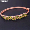 Natural Peridot Gem Stone Real 925 Sterling Silver Women Bangles Jewelry Bracelet