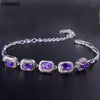 Natural Purple Amethyst Gemstone Bracelet Genuine Solid 925 Sterling Silver Real Gem Bracelets For Women Fine Jewelry