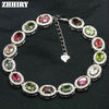 Natural Tourmaline Gems Bracelet Natural Stone Genuine 925 Sterling Silver Woman Jewelry